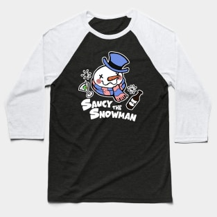 Saucy The Snowman - Frosty Humor - White Outlined, Color Version 3 Baseball T-Shirt